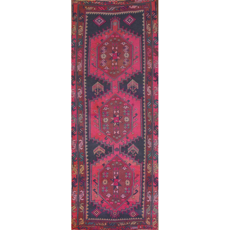 Tapis de couloir bleu marine et fuchsia 4 x 12