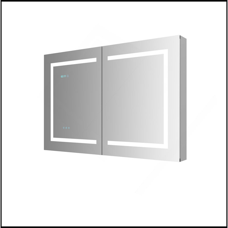 Armoire à pharmacie polyvalente de 48 po x 32 po avec miroir à fixation en surface ou espace de rangement encastré en aluminium