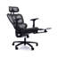 Fauteuil de bureau réglable en filet noir ergonomique avec appui-tête et repose-pieds, chaise de conférence / bureau d'ordinateur