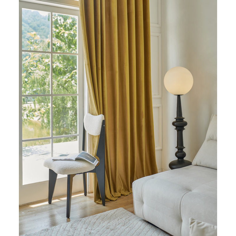 4Pcs Velvet Solid Color Metal Grommets Room Darkening Curtain Panels (Set of 4), 52" W x 96" L, Gold