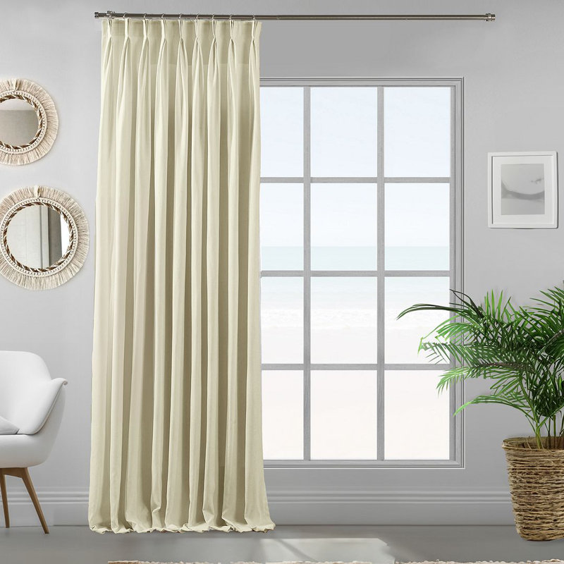 Room Darkening Single Curtain Panel, 130cm Width x 295cm Drop, Cream