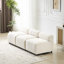 Canapé modulaire sans accoudoirs 3 places, 78 po de profondeur, couleur principale en tissu beige, structure en bois massif pour plus de stabilité, ressorts sinueux surdimensionnés, mousse à haute résilience, coussin de siège large, combinaison flexible
