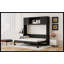 Grand lit escamotable noir avec armoires de rangement-789903183