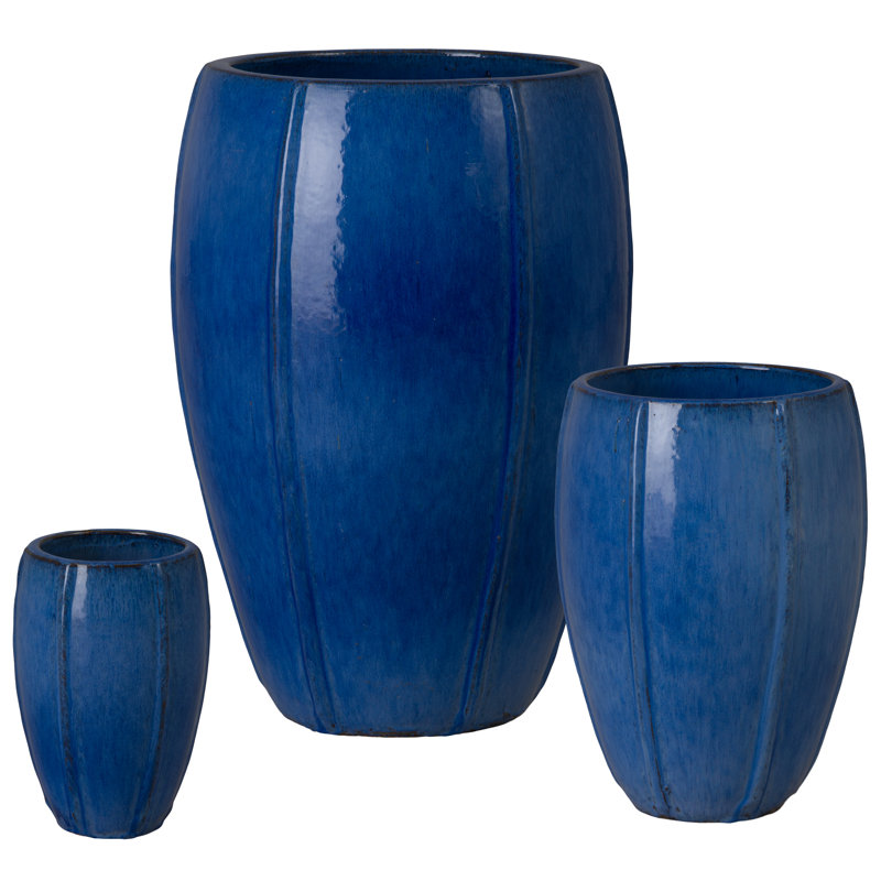 TALL CREST PLANTERS, SNOW 10.25; 15.75; 26"H, Blue