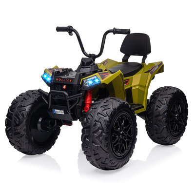 24V 4WD Kids Electric ATV 2-Seater Ride-On Quad Car – Dual 7AH Batteries, 4x100W Motors, EVA Tires, Full Metal Suspension, Handle Accelerator, LED Lights, wireless Music, Ages 3-8