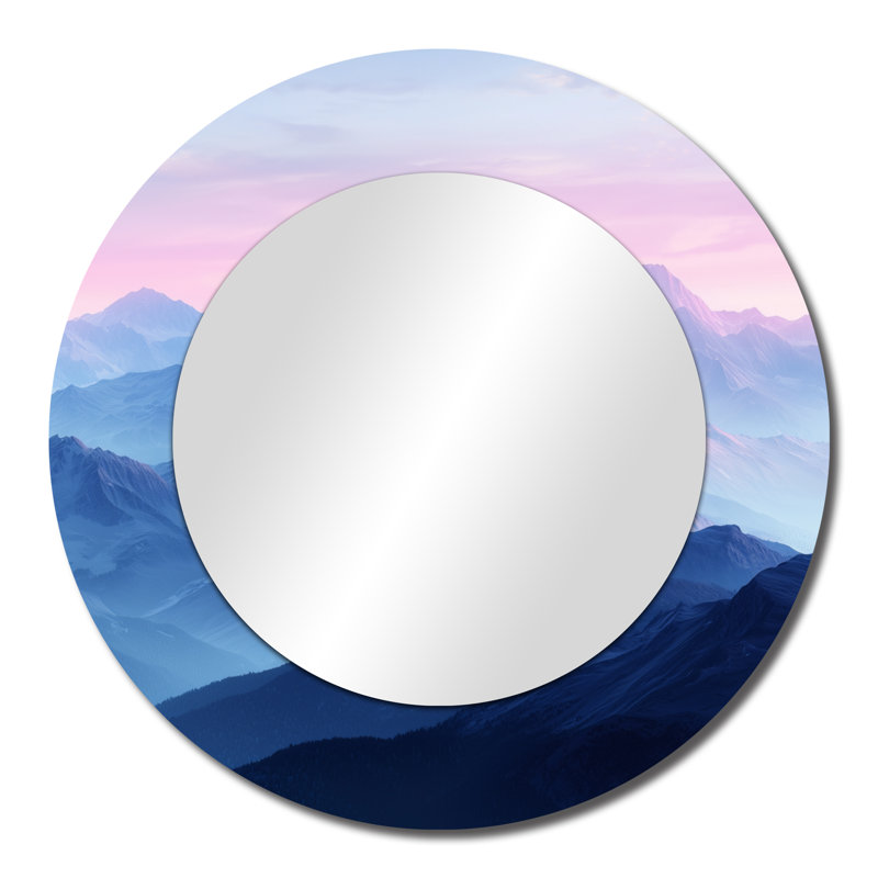 Purple Mountains In The Morning Light I - Landscape Mountains Wall Mirror Art - Printed On Metal, 23" x 23"