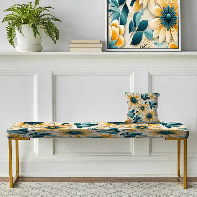 Banc de jardin zen jaune et bleu