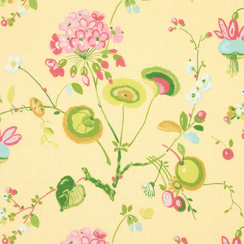 Vasily Linen Fabric, Green/Yellow