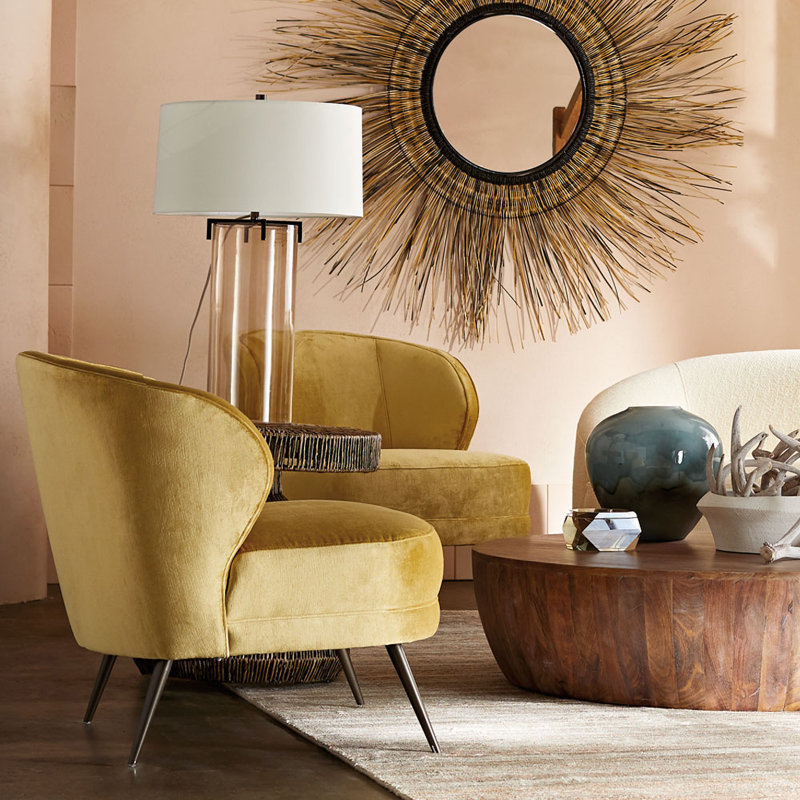 Kitts Barrel Chair, Marigold Velvet