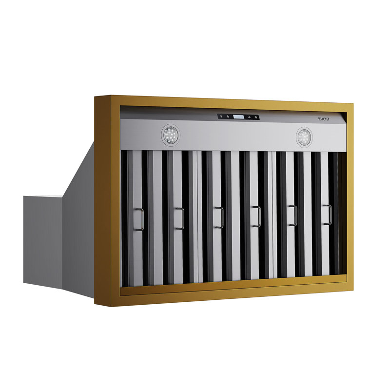 36 in. 800 CFM Wall Mounted Range Hood with Gold Accents, Stainless Steel