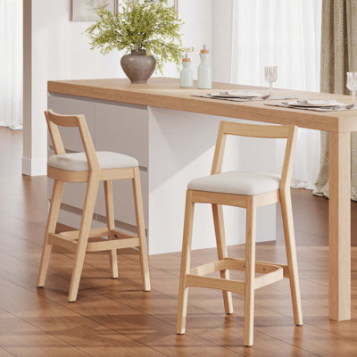 Comfortable And Sturdy Indoor Rubberwood Barstool Set Ideal For Various Spaces With High - Quality Upholstery