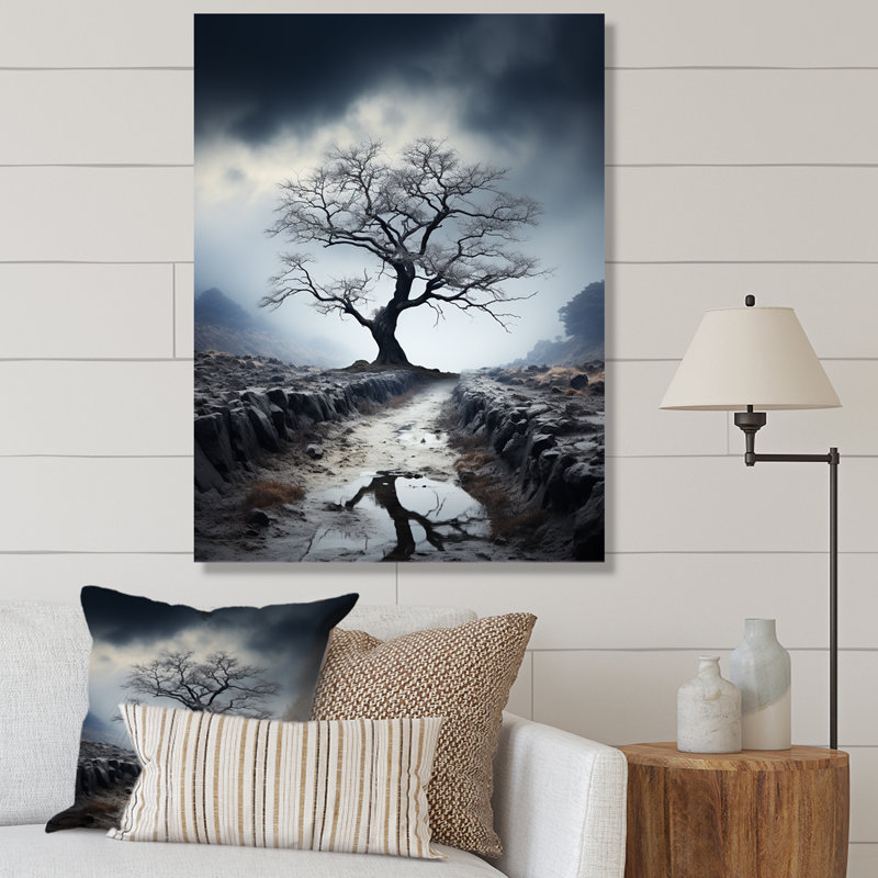Arbre, ombrages tranquilles et monochromes III - art mural floral et botanique dans le salon, H 20 po x l 12 po x P 1 po