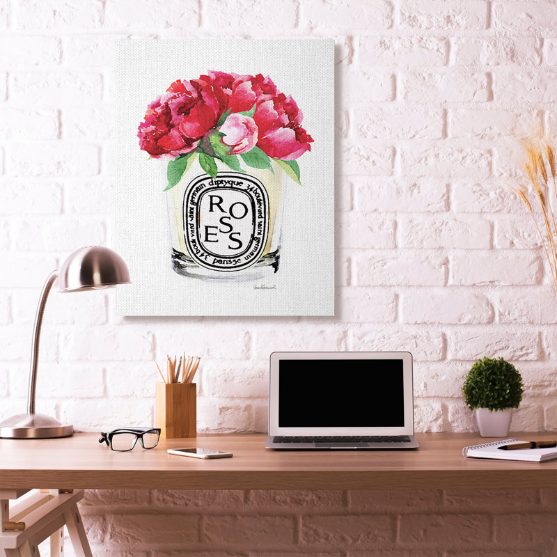 « mode stylisé rose fleur », art textuel, H 48 po x l 36 po, Toile tendue