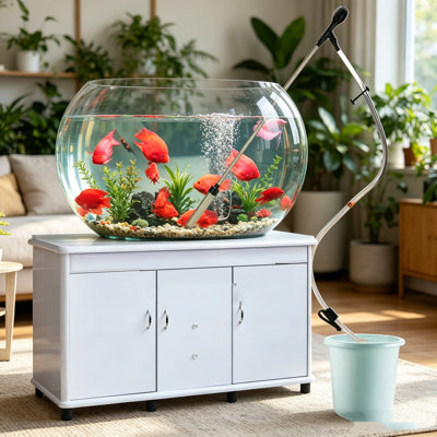 plast ic water changer Aquarium Gravel Vacuum Fish Tank Water Changer Siphon Water Pipe Sand Cleaning Manual Cleaning Tool For Large Aquarium Fish Waste Cleaner Siphon Vacuum