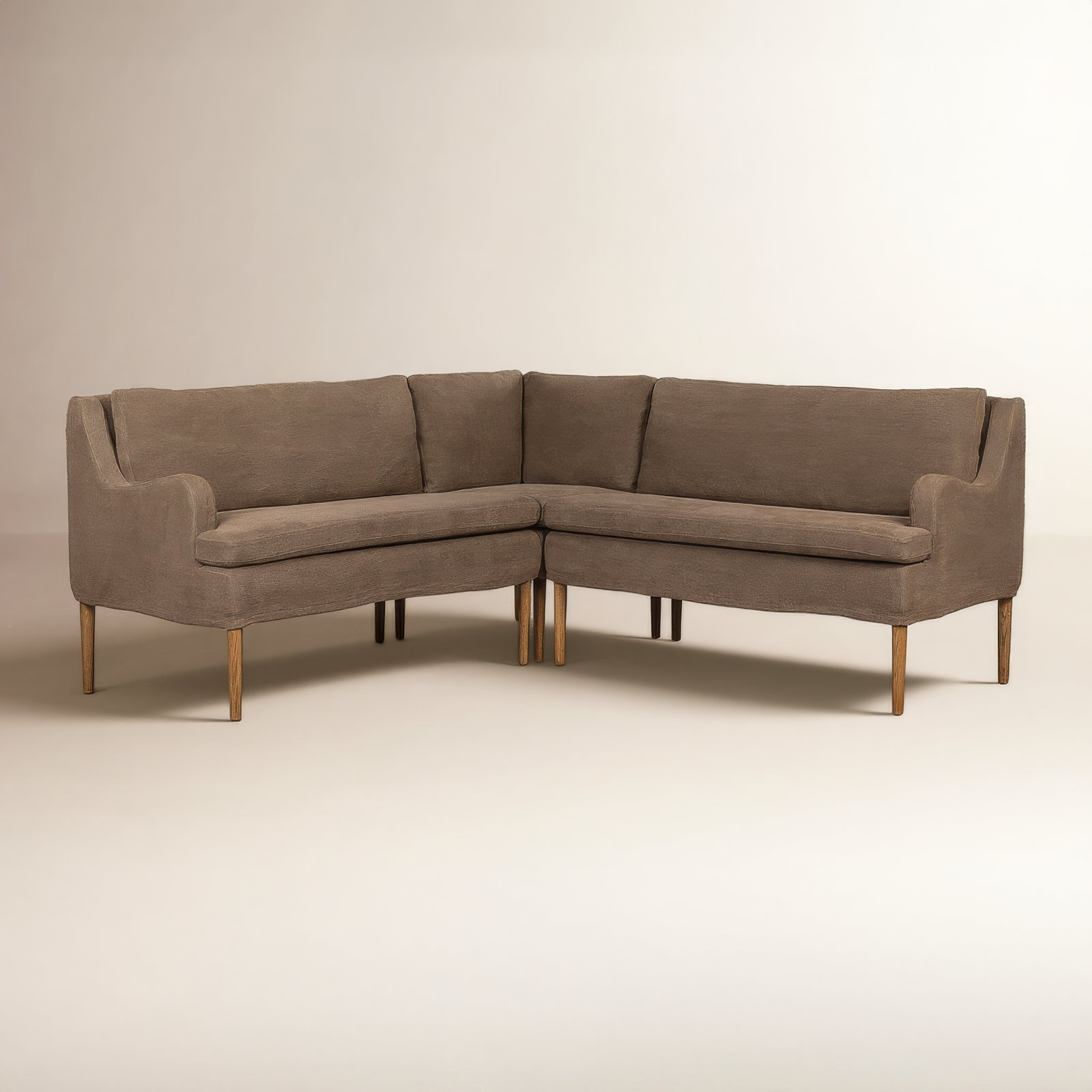 Aurelia Dining Banquette, Broadway Coffee Linen, 34.5" H x 76" W x 76" D, Symmetrical