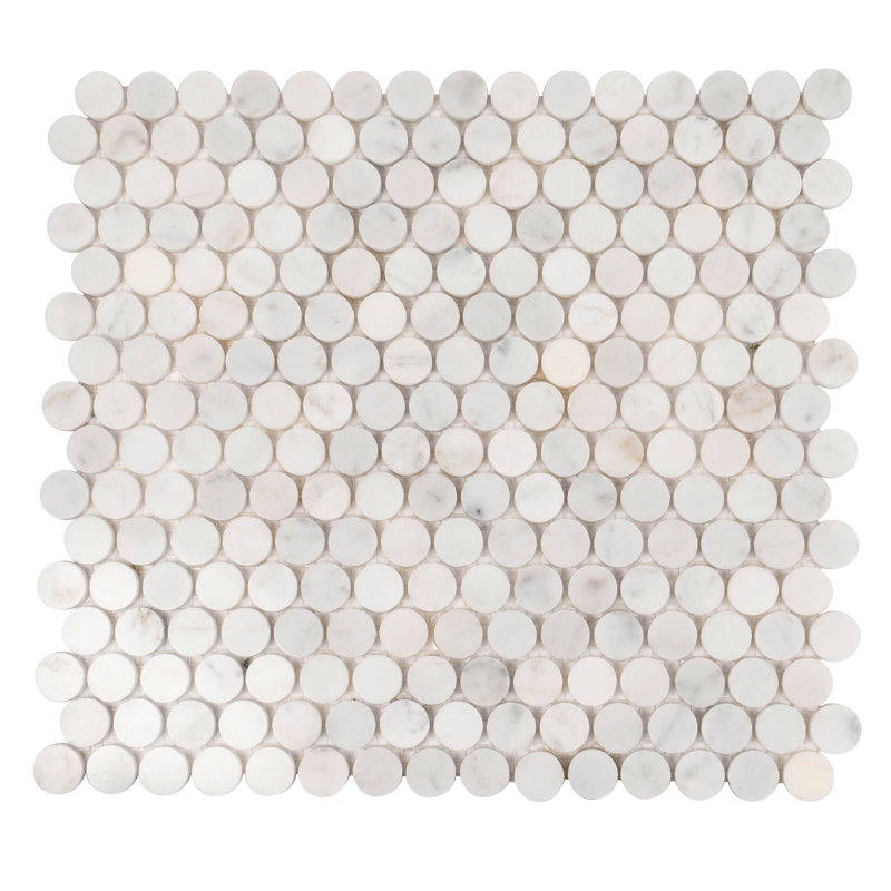 12.3" x 11.3" Natural Stone Mosaic Sheet Wall & Floor Tile, White/Gray