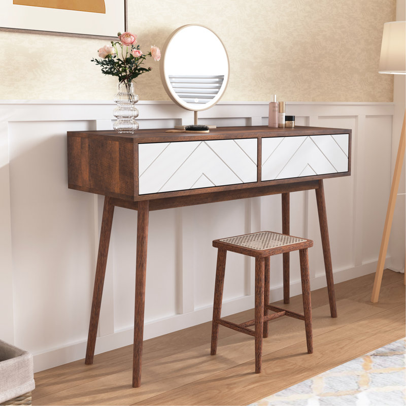 Console d'entrée de salon - Tiroirs à panneaux avec rangement spacieux et table de couleur naturelle derrière le couloir de fabrication du canapé