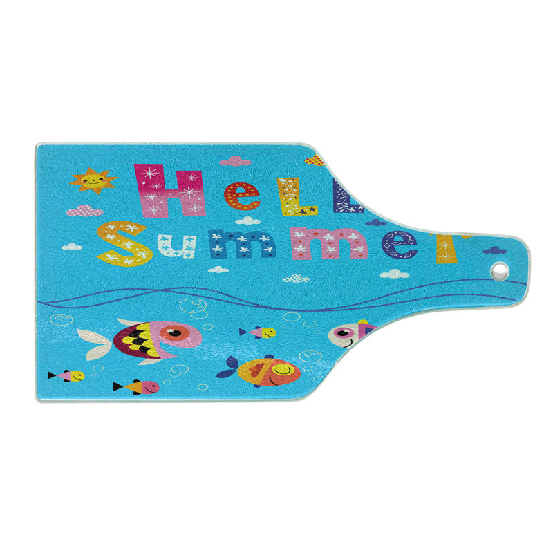 Ambesonne Saying Tempered Glass Cutting Board Patchwork Style and Words Multicolor