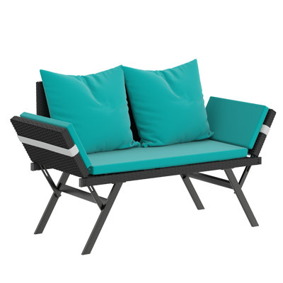 Rattan Outdoor Convertible Loveseat by Ebern Designs