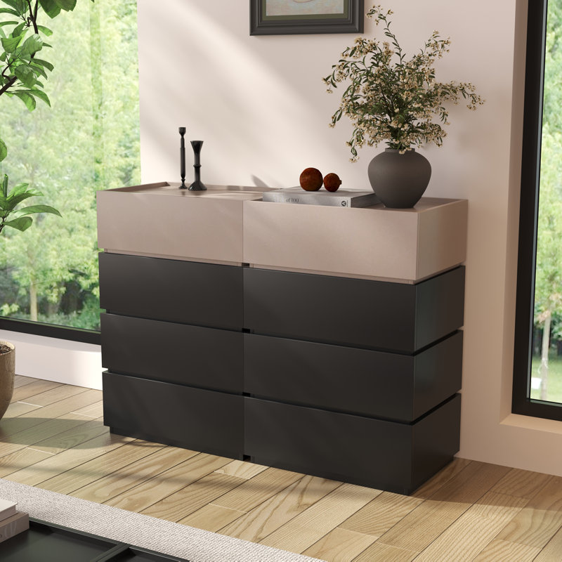 Armoire d'appoint Heckman, Noir / Beige