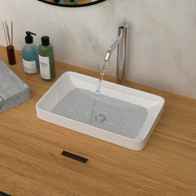 19"X12", White, Ceramic, , Bathroom Sink, Countertop Vessel Design, To Acids And Scratches, Effortless Maintenance, Standard Drain Opening Stains, Installation,