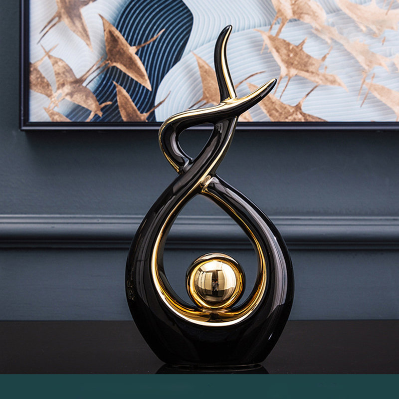 Abstract Figurines & Sculptures, 12.2" H x 6.29" W x 2.36" D, Black