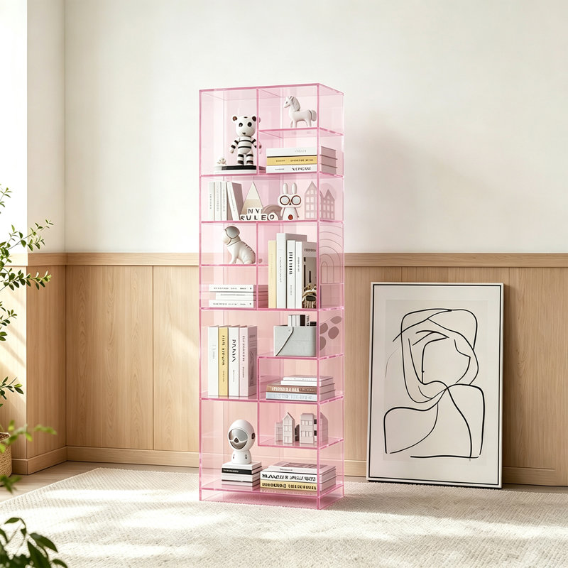 Bibliothèque de classification géométrique en acrylique, Pink