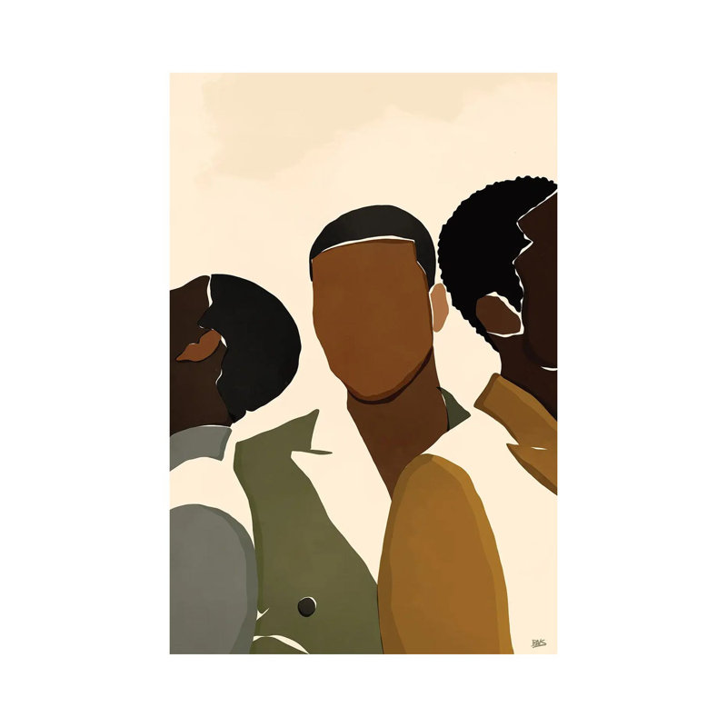 Impression d’art graphique, "Brothers" par Brie Nicole, H 18 po x l 12 po x 1,5 po, Toile tendue, Pas de tapis