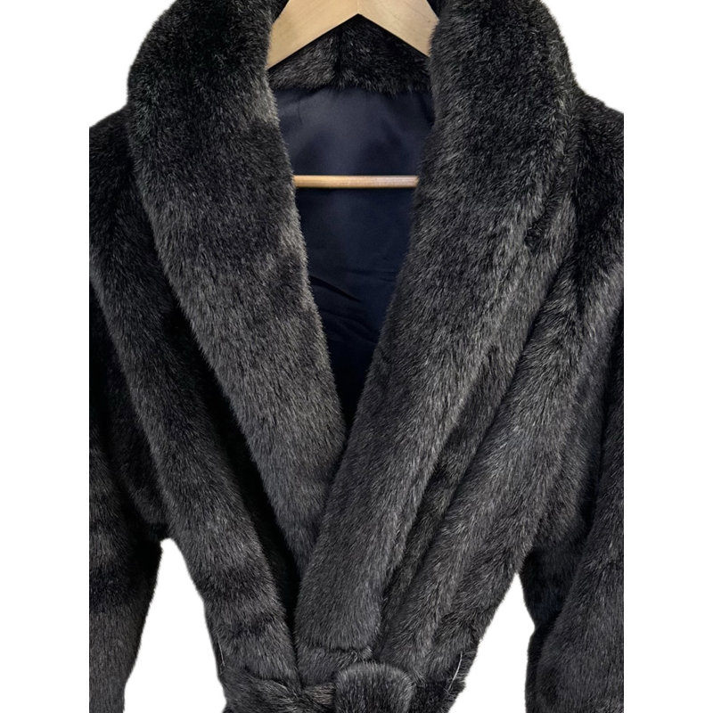 Manteau de luxe en vison noir, Noir, G / TG
