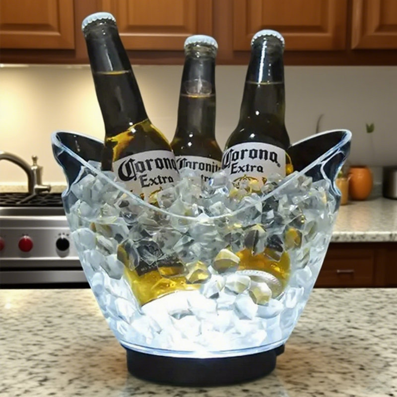 Seau à glace à DEL - Seau à glace dégradé portatif 4 litres, idéal pour le bar à la maison, la bière, le champagne et le vin