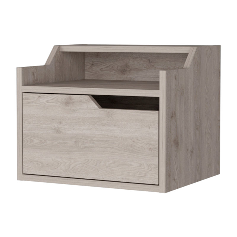 Table de chevet flottante avec tiroir et double tablette Florence, Gris