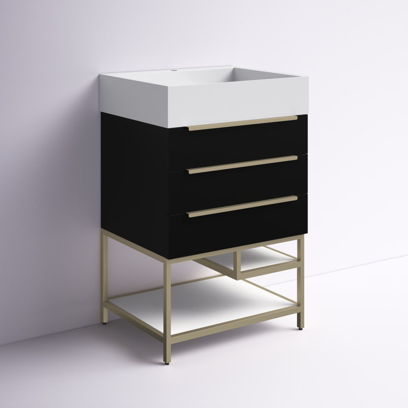 Ensemble de meuble-lavabo simple 24 po Glasgow, Noir ultrabrillant