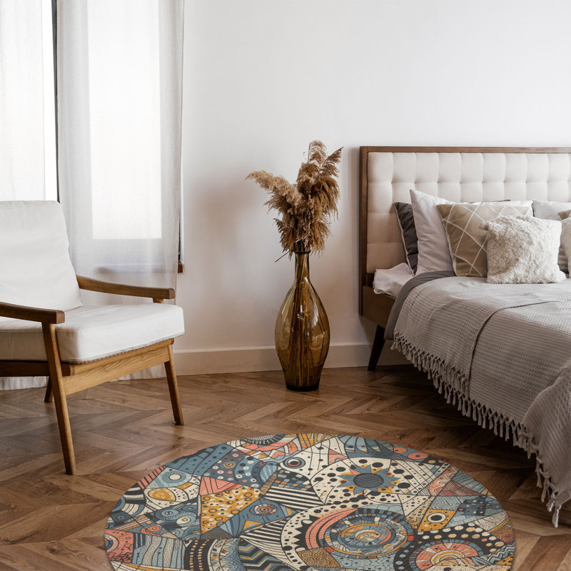 Tapis tressé Electric Hues, Rond 5 pi