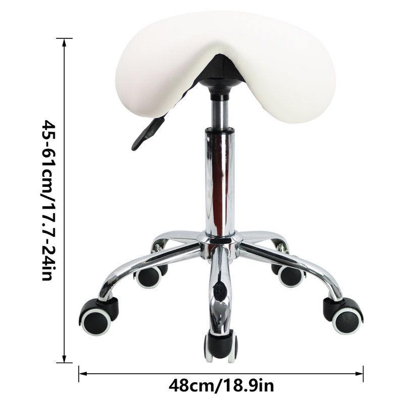 Adjustable Height Ergonomic Lab Stool with Wheels, White