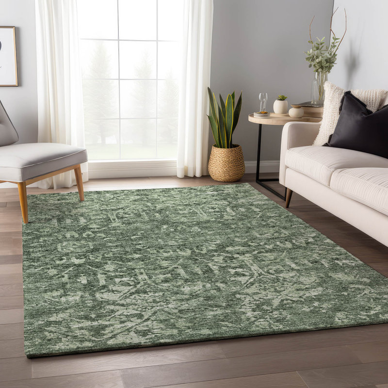 Premium Machine Washable Mayfield AMF40 Oriental Rug, Green, 10' x 14'