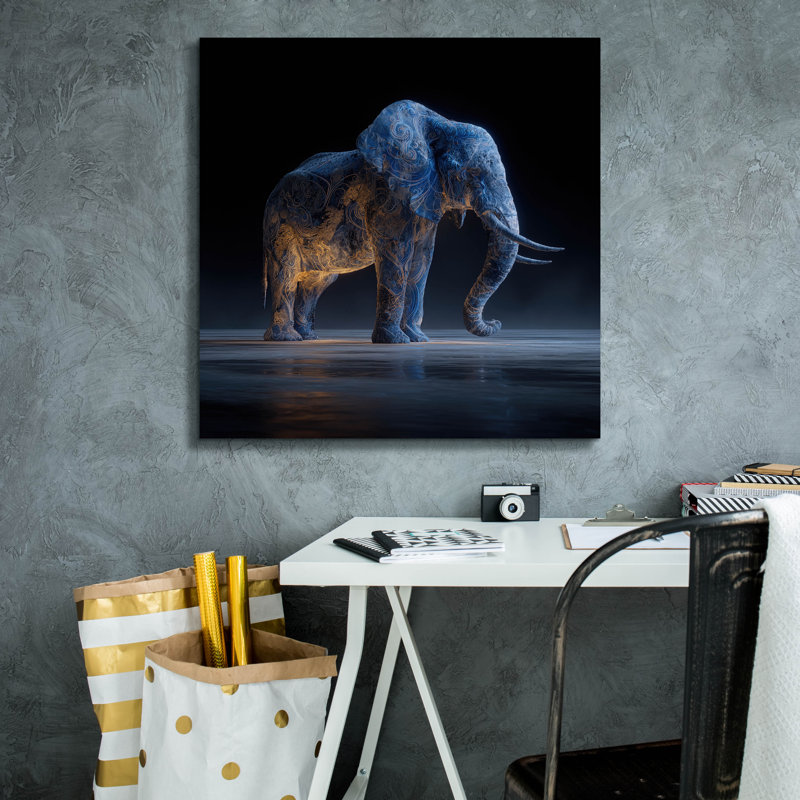  «Magestic Moonlight Elephant» par Ann Klee, art mural sur toile, 26 po x 26 po, H 26 po x l 26 po