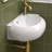 Bathroom Sink White 16.5X11 Right Hand Wall Mount Hung Vessel Sink Bathroom Corner Floating Oval Modern Bathroom White Porcelain Ceramic Vessel Vanity Sink With Faucet Hole