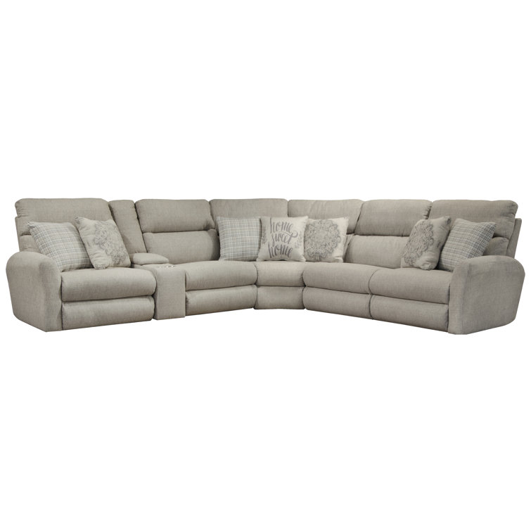 6 - Piece Upholstered Reclining Sectional with 3 Lay-Flat Reclining Seats and Storage Console