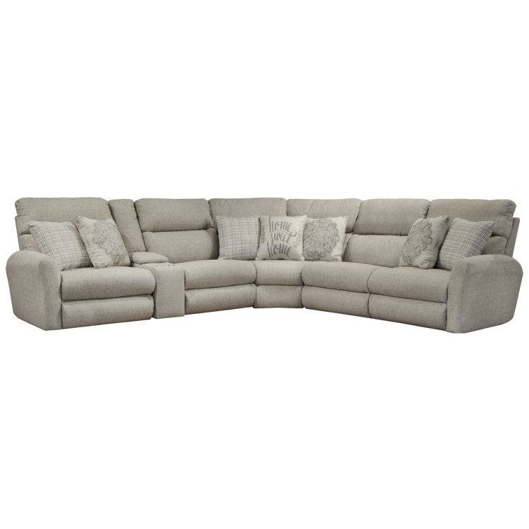 Canapé modulaire inclinable 6 pièces avec 3 sièges inclinables et console de rangement