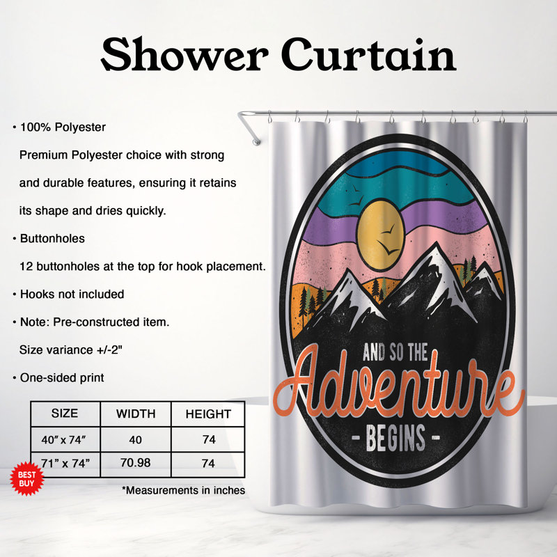 Rideau de douche 1 pièce Summit Joy, H 74 po x l 40 po