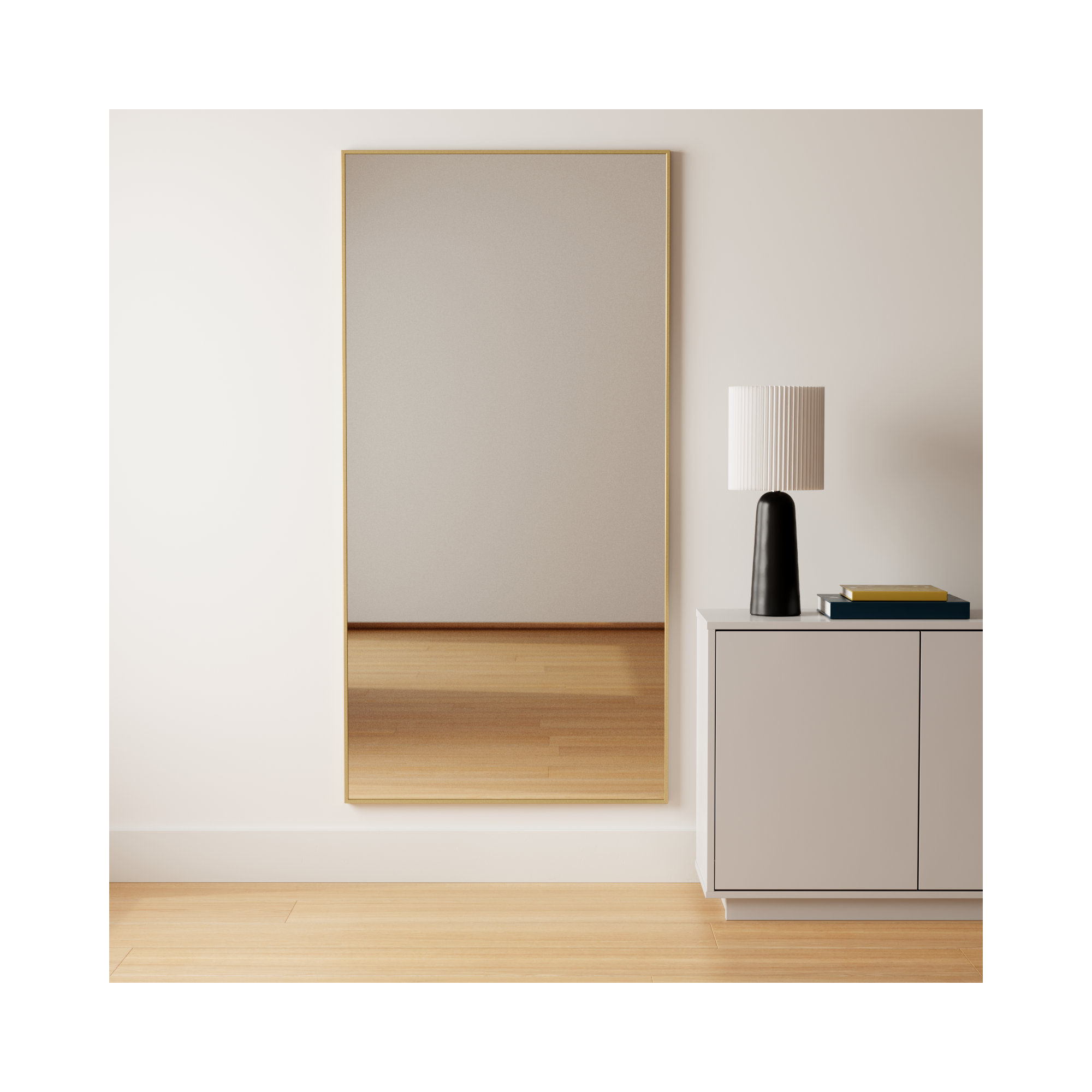 Sabine Metal Rectangle Wall Mirror, Brass, 72" x 36"
