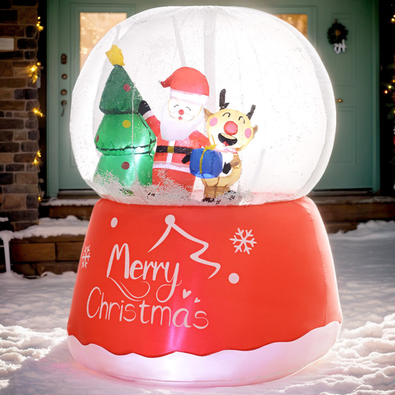 Boule de Noël 5,5 pi avec boule de cristal de Noël - Père Noël, renne et arbre de Noël