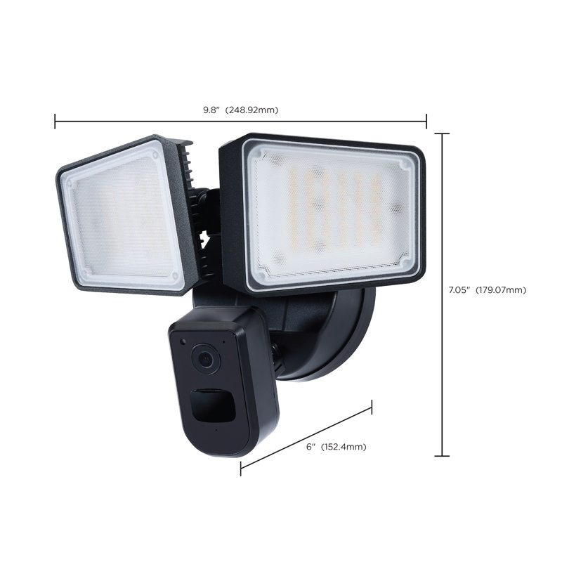 36 Watt Rectangular Outdoor SMART Security Light with Camera Starfish Enabled Tunable, Black