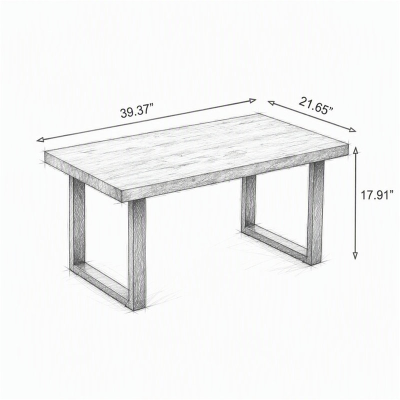 Table basse en panneau de fibres à densité moyenne, 17.91" H x 39.4" W x 21.65" D, Walnut / Black