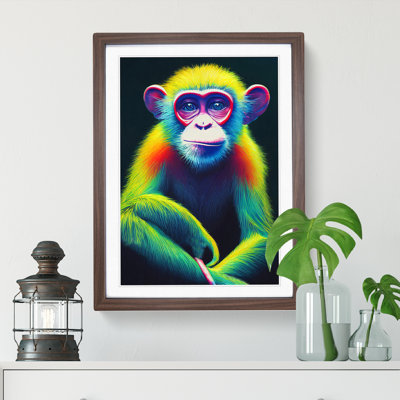 Neon Monkey No.3 - Wrapped Canvas Print