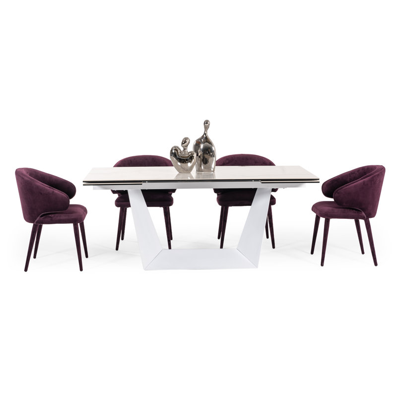 Uleena Extendable Metal Base Dining Table