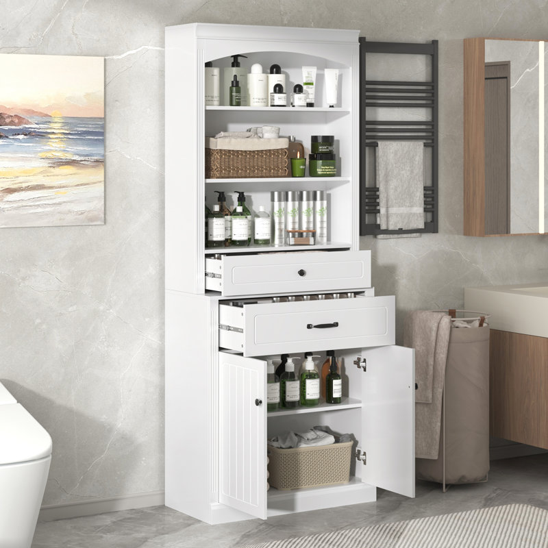 White Bathroom Storage Cabinet With Two Doors