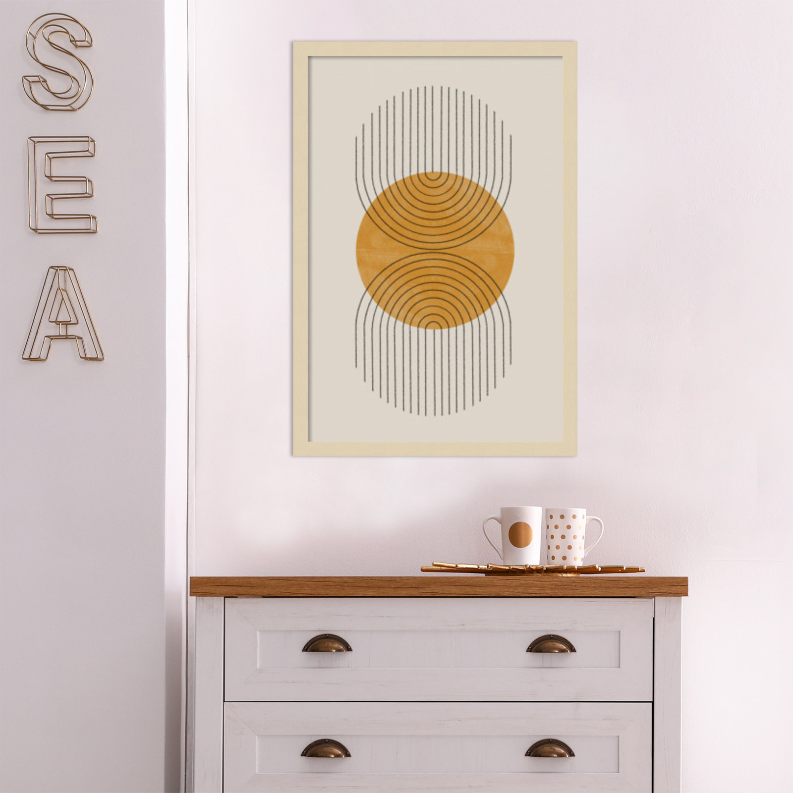 Perfect Point Yellow by The MIUUS STUDIO, Brown Framed, 25" H x 17" W x 1" D