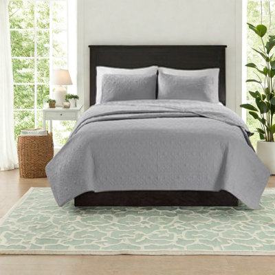 Stylish Cotton Bedding Sets, Reversible Grey Quilt For Home Comfort