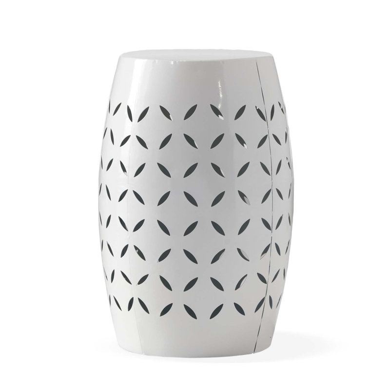 Babeth Iron Side Table 12.25 inches deep x 12.25 inches wide x 17.75 inches high all-metal construction, White